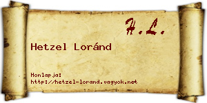 Hetzel Loránd névjegykártya